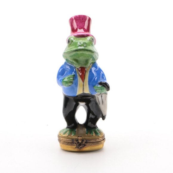 Limoges Other - Frog in Top Hat Limoges Box